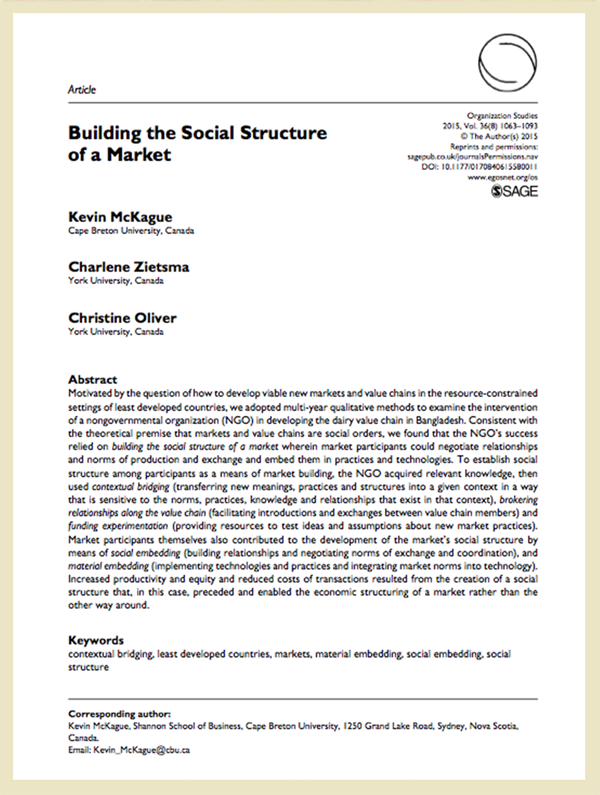 Building the Social Structure of a Market